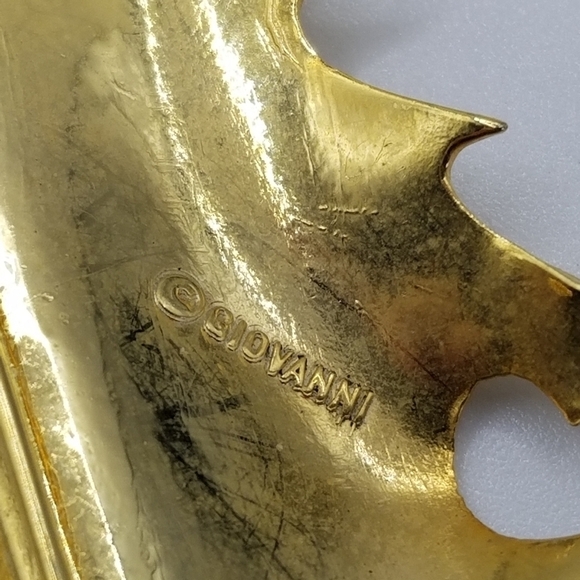 Vintage Giovanni Leaf Gold Tone Bar Pin Brooch Realistic Autumn Signed Nature 3" - Picture 2 of 7